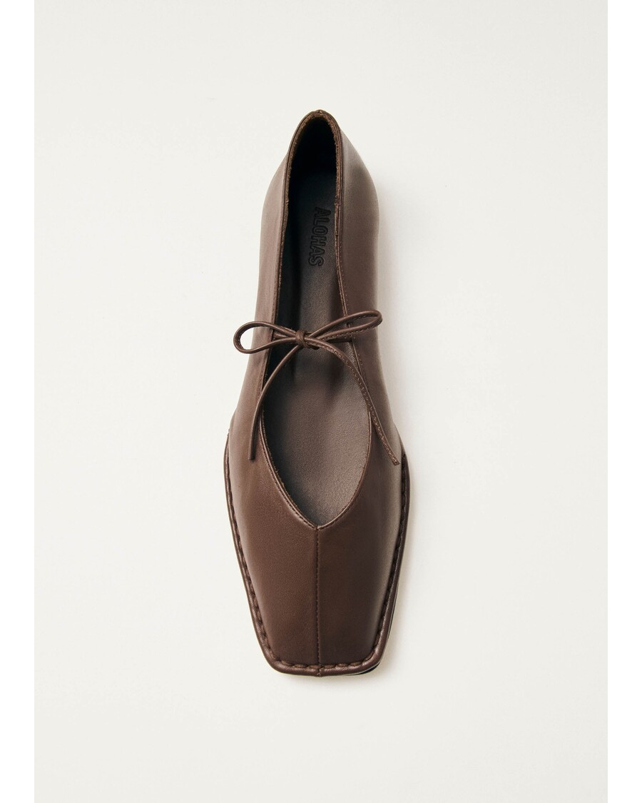 Alohas Sway Chestnut Brown Leather Ballet Flats